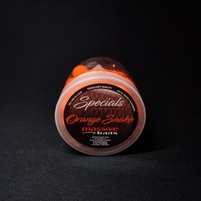 Massive Baits Pop-Up, Orange Snake 14mm, kulki pływające pomarańcza, owocowe kulki na karpia, rzemieślnicze pop-upy Massive Baits, kulki na Ronnie Rig, Top Shelf Orange Snake, przynęty karpiowe 14mm, pływaki karpiowe 200ml