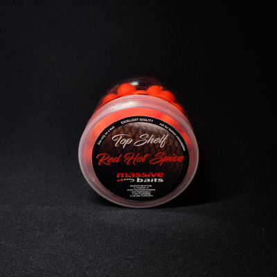 Massive Baits Pop-Up, Red Hot Spice 14mm, kulki pływające przyprawy, pikantne kulki na karpia, rzemieślnicze pop-upy Massive Baits, przynęta na karpia 14mm, kulki na Ronnie Rig, korzenne przynęty karpiowe, Top Shelf Pop-Ups