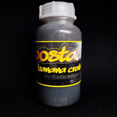 Massive Baits Aller Boosta, zalewa Banana Crab, booster do kulek Aller 90, płynny pokarm karpiowy, hydrolizat z łososia zalewa, dip do pelletu, słodko-rybna zalewa, Massive Baits 500ml, nęcenie karpi banan krab.png