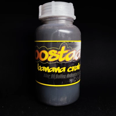 Massive Baits Aller Boosta, zalewa Banana Crab, booster do kulek Aller 90, płynny pokarm karpiowy, hydrolizat z łososia zalewa, dip do pelletu, słodko-rybna zalewa, Massive Baits 500ml, nęcenie karpi banan krab.png