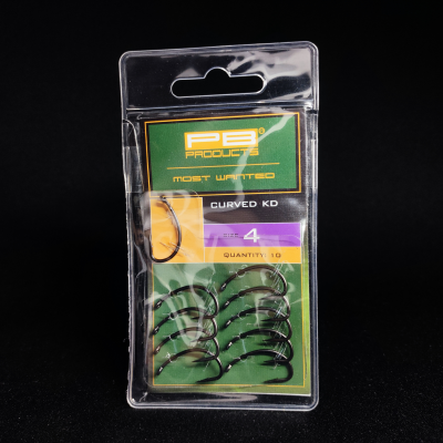 PB Products Curved KD, haczyki do KD Rig, haki karpiowe rozmiar 4, Curved KD-hook DBF, akcesoria karpiowe PB Products, mocne haki na karpia, haczyki teflonowe matowe, przypon KD Rig akcesoria, haczyki na amury, PB Products DBF 4.