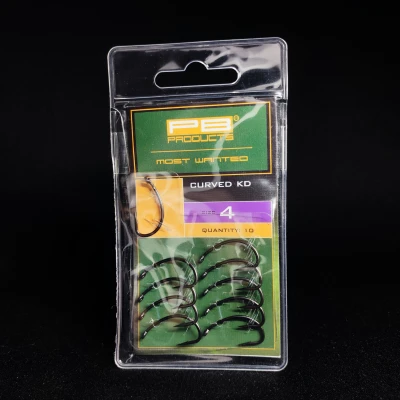 PB Products Curved KD, haczyki do KD Rig, haki karpiowe rozmiar 4, Curved KD-hook DBF, akcesoria karpiowe PB Products, mocne haki na karpia, haczyki teflonowe matowe, przypon KD Rig akcesoria, haczyki na amury, PB Products DBF 4.