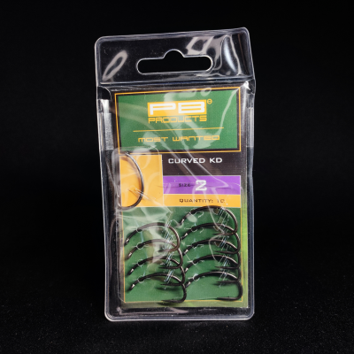 PB Products Curved KD, haczyki do KD Rig, haki karpiowe rozmiar 2, Curved KD-hook DBF, akcesoria karpiowe PB Products, mocne haki na karpia, haczyki teflonowe matowe, przypon KD Rig akcesoria, haczyki na amury.