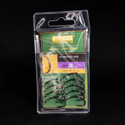 PB Products Curved KD, haczyki do KD Rig, haki karpiowe rozmiar 2, Curved KD-hook DBF, akcesoria karpiowe PB Products, mocne haki na karpia, haczyki teflonowe matowe, przypon KD Rig akcesoria, haczyki na amury.