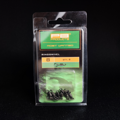 PB Products Ring Swivel, krętlik z kółeczkiem, krętlik do przyponów karpiowych, akcesoria karpiowe PB Products, krętlik rozmiar 8 z pierścieniem, biżuteria karpiowa, Ring Swivel 8szt