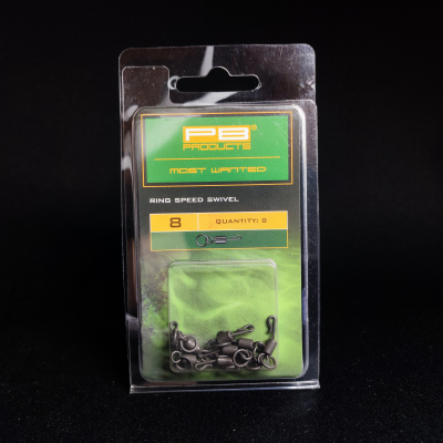 PB Products Ring Speed Swivel, krętlik z kółeczkiem karpiowy, szybkozłączka do Ronnie Riga, krętlik rozmiar 8 z kółkiem, akcesoria karpiowe PB Products, Spinner Rig elementy.