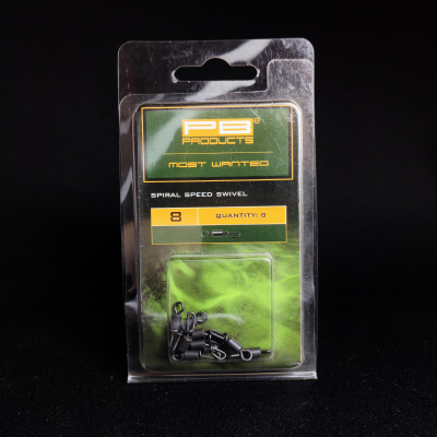 PB Products Spiral Speed Swivel, krętlik do szybkiej wymiany przyponu, krętlik karpiowy rozmiar 8, spirala do przyponów, akcesoria karpiowe PB Products, krętlik szybkozłączka