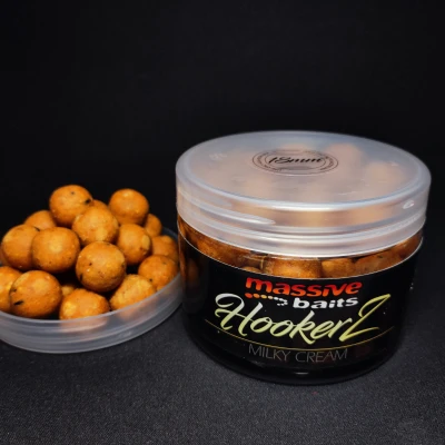 Massive Baits HOOKERZ, Milky Cream 18mm, słodkie kulki hakowe, utwardzone przynęty karpiowe, kulki śmietankowe na karpia, Massive Baits seria Special, przynęta na włos 18mm
