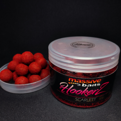 Massive Baits HOOKERZ, kulki hakowe Scarlett, Robin Red kulki, utwardzone przynęty karpiowe, kulki 18mm na włos, Scarlett Massive Baits, przynęta na karpia 300ml