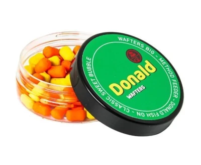 waftersy Donald, Up Fish Donald Big, guma balonowa wafters, jaskrawe waftersy 12mm, żółte waftersy, pomarańczowe dumbellsy, Method Feeder Donald1.jpg