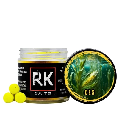 pop-up CLS, RK Baits pływające, kulki fluo żółte, przynęta sfermentowana kukurydza, pop-up 12mm, kulki na amura żółte,.webp
