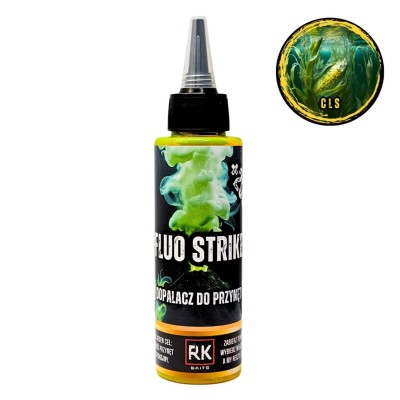 FluoStrike RK Baits, booster CLS, dopalacz fluo do przynęt, mgła fluo wędkarstwo, sfermentowana kukurydza aromat, booster do PVA, aminokwasy dla karpi..webp