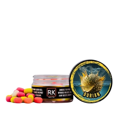 Durian RK Baits, waftersy durian, dumbells 8mm czosnek, przynęta do metody durian, waftersy multikolor, rk baits 8mm wafters, śmierdzące przynęty owocowe.webp