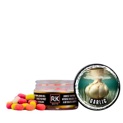 waftersy czosnkowe, RK Baits Garlic, dumbells 8mm czosnek, przynęta do metody multikolor, naturalny ekstrakt czosnku, waftersy method feeder.webp