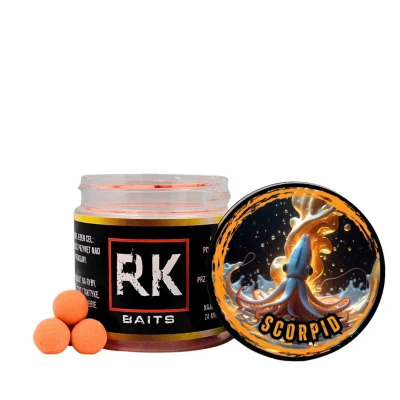 pop-up scorpid, RK Baits 12mm, scopex squid, pomarańczowe kulki fluo, pływające kulki do metody, przynęta na karpia, RK Baits Scorpid Pop-up.webp