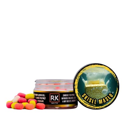 waftersy skisłe masło, RK Baits wafters, dumbells 8mm kwas masłowy, przynęta do metody multikolor, zbalansowane przynęty karpiowe, skisłe masło 8mm, przynęta na amura i karpia.webp
