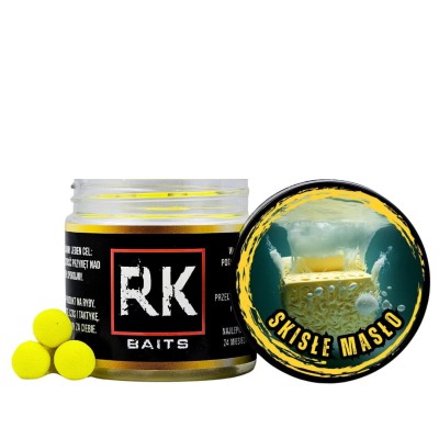 pop-up skisłe masło, RK Baits pop-up, żółte kulki pływające, kwas masłowy przynęta, kulki do metody 12mm, pływające kulki na karpia, fluo pop-up żółty, RK Baits 125ml.webp