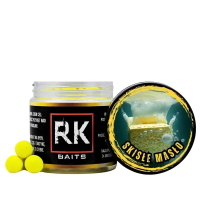 pop-up skisłe masło, RK Baits pop-up, żółte kulki pływające, kwas masłowy przynęta, kulki do metody 12mm, pływające kulki na karpia, fluo pop-up żółty, RK Baits 125ml.webp